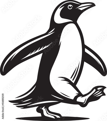 penguin silhouette vector, logo vector illustration, penguin vector design