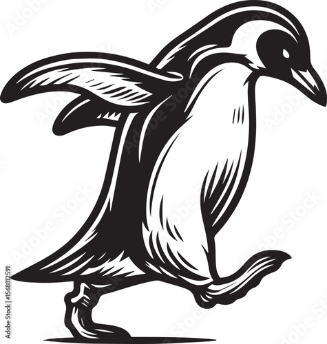 penguin silhouette vector, logo vector illustration, penguin vector design