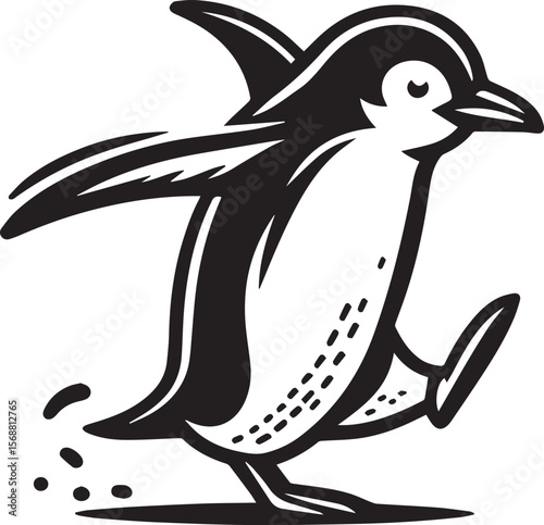 penguin silhouette vector, logo vector illustration, penguin vector design