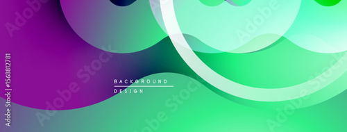 Abstract fluid shapes, vibrant gradients. Purple, green hues blend seamlessly. Modern design evokes movement, energy. Smooth transitions create depth.