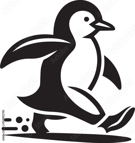 penguin silhouette vector, logo vector illustration, penguin vector design