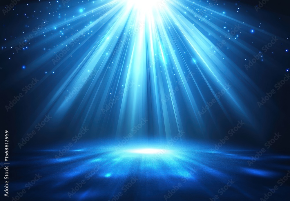 Obraz premium Blue spotlight on dark stage