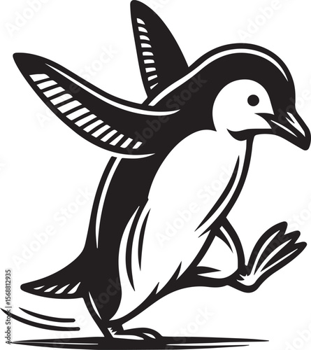 penguin silhouette vector, logo vector illustration, penguin vector design
