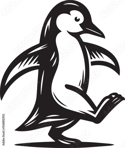 penguin silhouette vector, logo vector illustration, penguin vector design