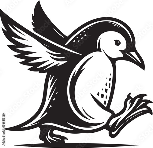 penguin silhouette vector, logo vector illustration, penguin vector design