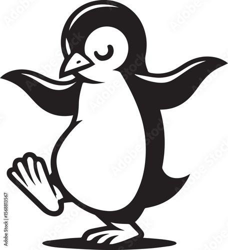 penguin silhouette vector, logo vector illustration, penguin vector design