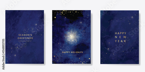 Fotografie Luxury christmas and happy new year holiday cover template vector set