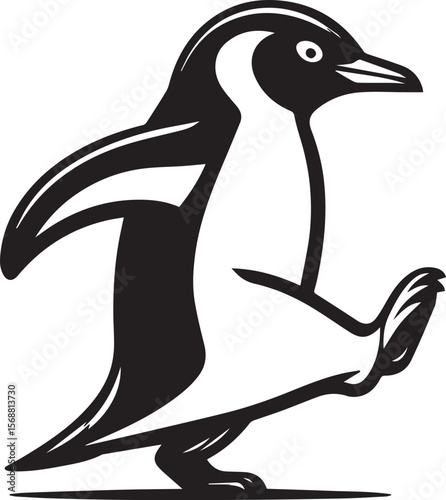 penguin silhouette vector, logo vector illustration, penguin vector design