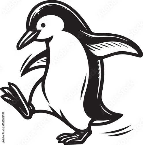 penguin silhouette vector, logo vector illustration, penguin vector design