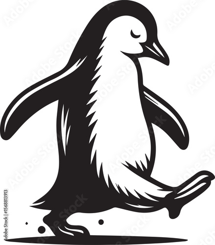 penguin silhouette vector, logo vector illustration, penguin vector design
