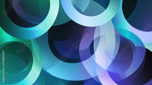 Abstract Teal Blue Circles Overlapping Design Background  Artwork