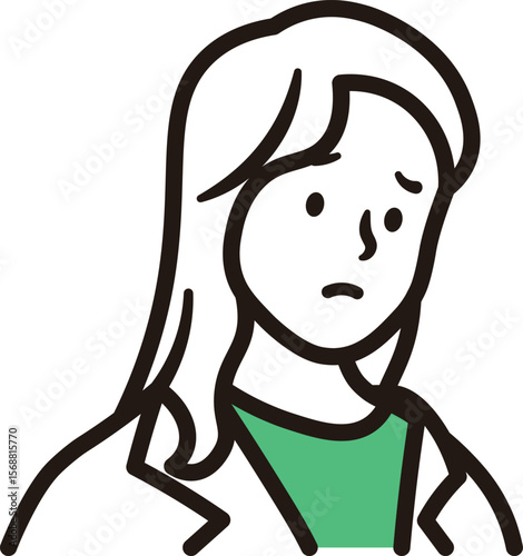 ビジネスウーマンが悩んでいる上半身のシンプルなイラスト素材