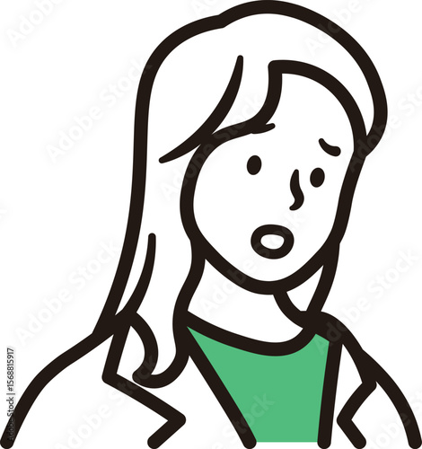 ビジネスウーマンが悩んでいる上半身のシンプルなイラスト素材