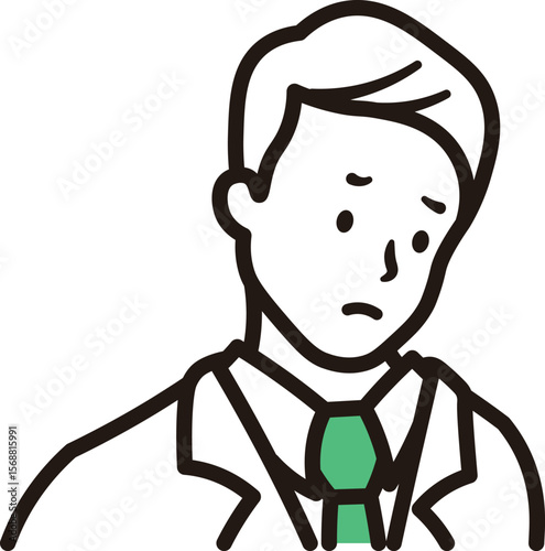 ビジネスマンが悩んでいる上半身のシンプルなイラスト素材