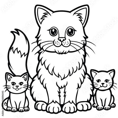 set of funny cartoon cats
