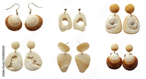 Beige and brown shell earrings