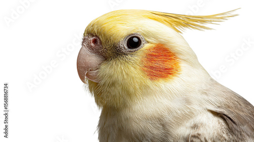 Close-up of a friendly cockatiel bird with vibrant colors. transparent background