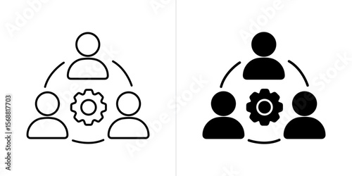 Collaboration line and solid web icon set. Vector illustration