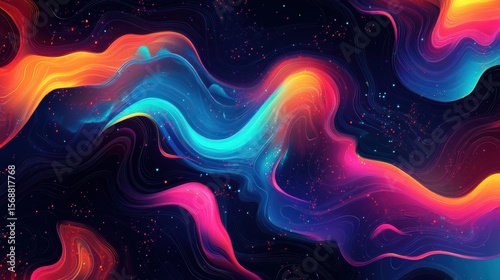 Abstract Colorful Swirls Nebula Cosmic Artwork Digital Painting Vivid Galaxy