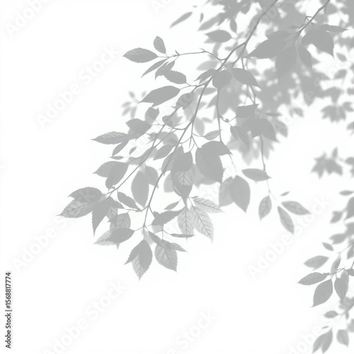 shadow overlay effect. Gray shadow of leaves isolated on white background. Plant foliage leaf shadow light effect. Mockup Blurred tree branch shadow. Ideal for summer spring design elements PNG