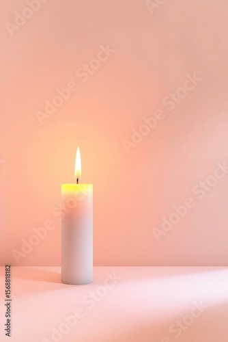 Wallpaper Mural Elegant solitude a single lit candle against soft pastel backdrop Torontodigital.ca