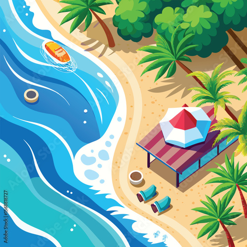 vector illustration of a tropical beach
