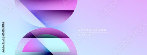 Abstract geometric shapes overlap, creating soft gradient effect. Light purple, pink hues dominate design. Minimalist background.