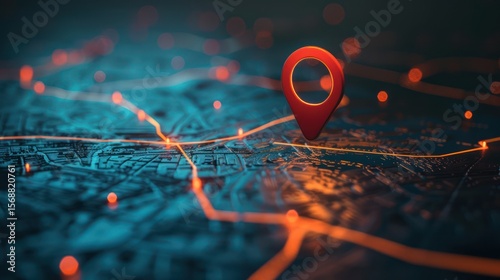 Conceptual image of a map with tracked assets marked by digital icons.