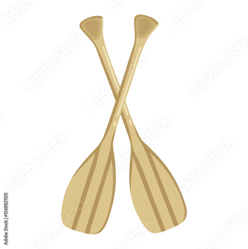 A Pair of Wooden Paddles Illustration Isolated on White Background