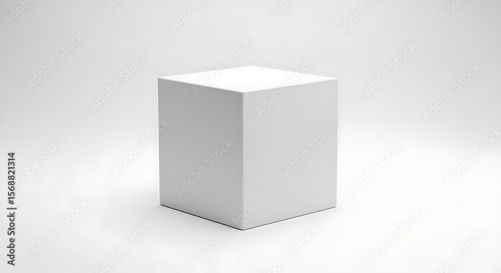 Fototapeta premium White Cube on White Background in Studio Lighting