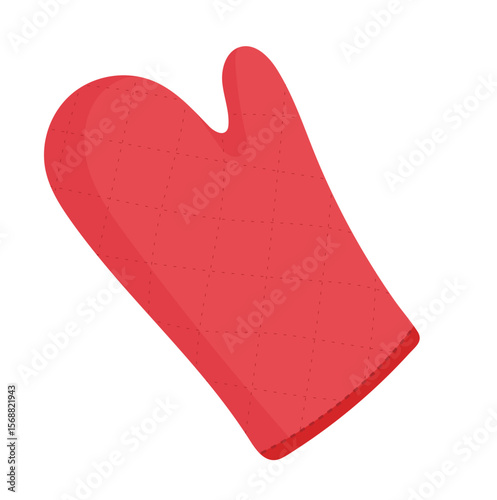 Red Oven Mitt Illustration Isolated on White Background
