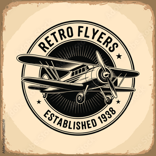 Vintage Retro Airplane Logo Design for Flyers