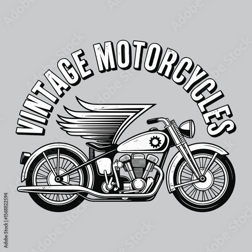 Vintage Motorcycle Design with Wings