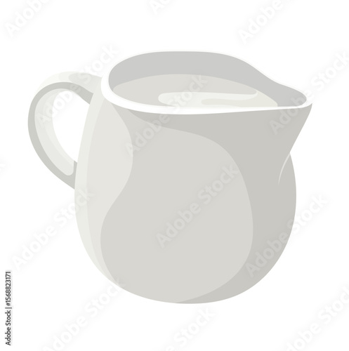 Milk Pitcher or Ceramic Milk Jug Illustration Isolated on White Background