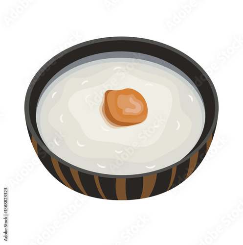 Okayu Rice Porridge Breakfast Illustration Isolated on White Background