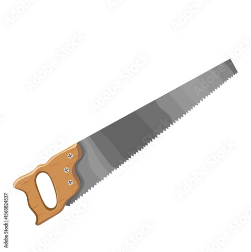 Handsaw with Wooden Handle Illustration Isolated on White Background