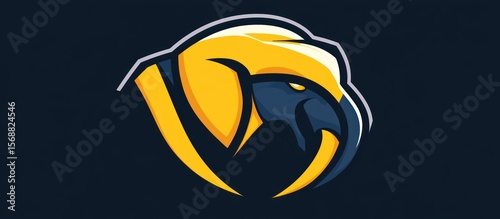 Stylized yellow jacket mascot head with intimidating look and blue details