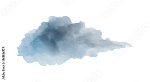 Blue watercolor cloud illustration on a white background