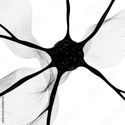 Abstract neural network design with black lines on white background  