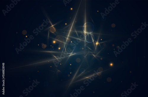 Golden glowing lights effects, abstract magic Illustration. Graphic concept for your design