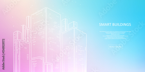 Smart building concept design for city illustration. Graphic concept for your design.