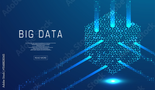Abstract big data visualization. Big data code representation. Futuristic network or business analytics. Graphic concept for your design