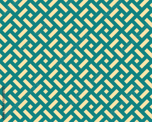 Abstract geometric pattern. A seamless vector background. Golden and green ornament. Graphic modern pattern. Simple lattice graphic design