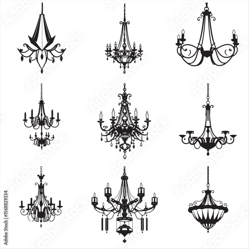 set of ornamental chandelier bundle pack collection 