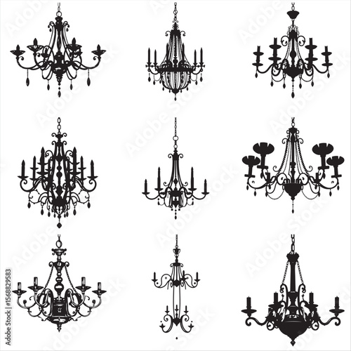 set of ornamental chandelier bundle pack collection 