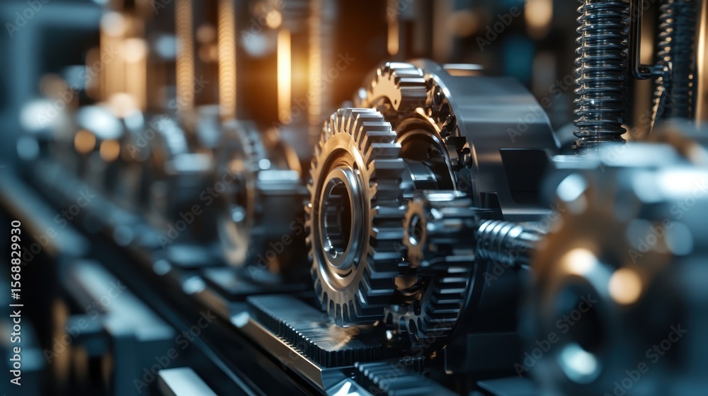 Fototapeta premium A close-up of a machine producing precision components on an assembly line.