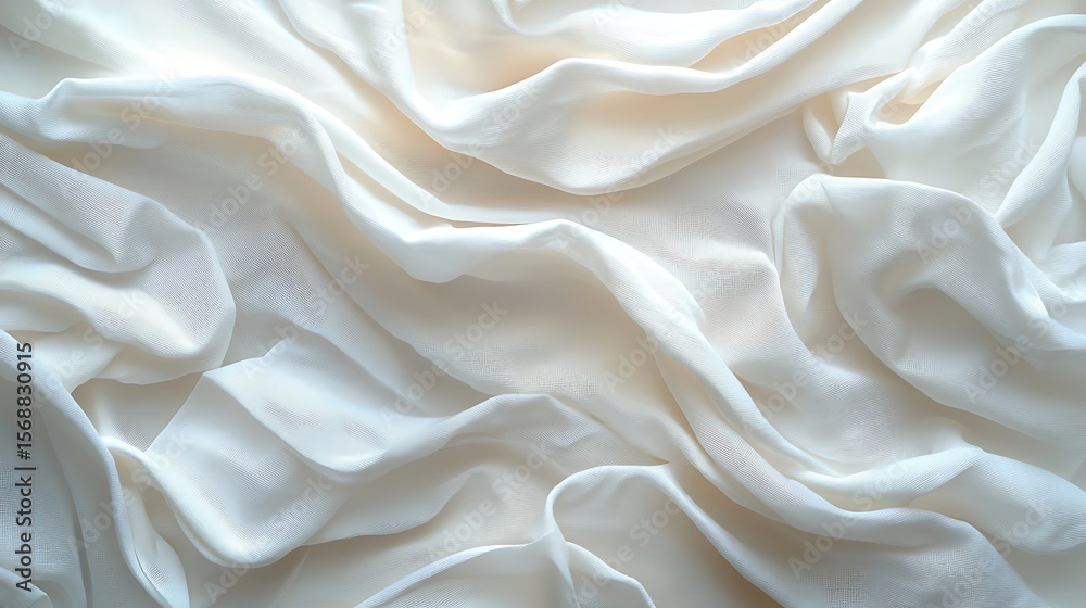 Obraz premium White Silk Fabric Mockup With Elegant Waves And Folds