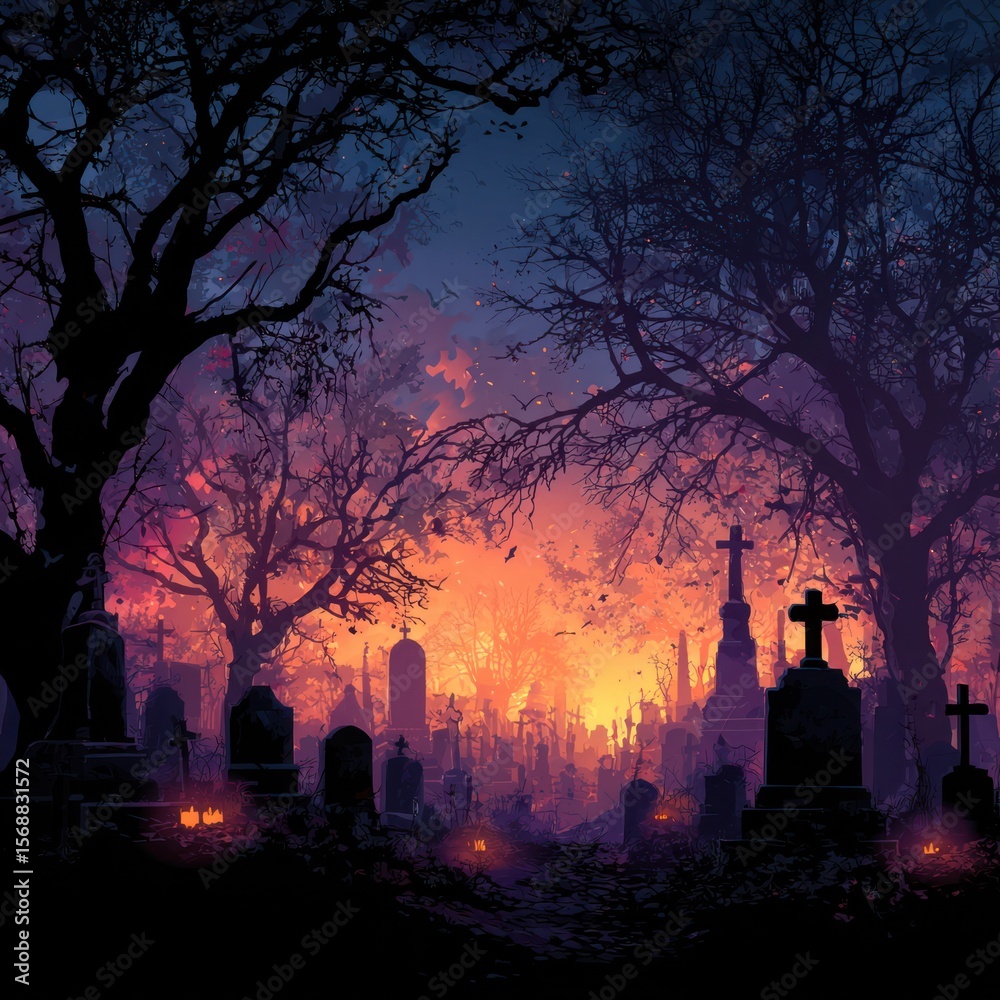 Fototapeta premium halloween graveyard background