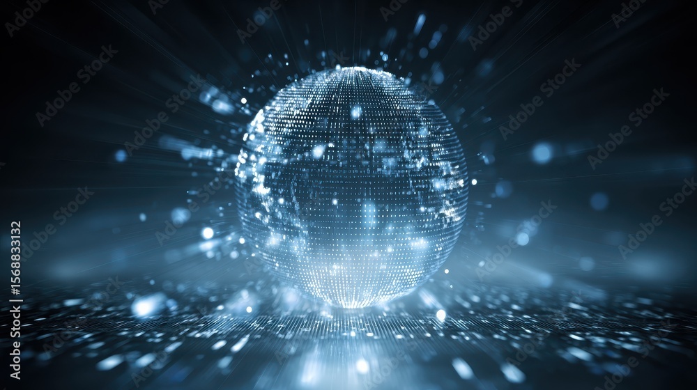 Obraz premium Blue globe on the digital technology background, no logos, no brands