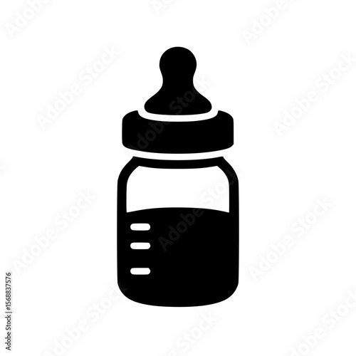 Baby Bottle Silhouette Icon – Minimalist Black SVG Clipart